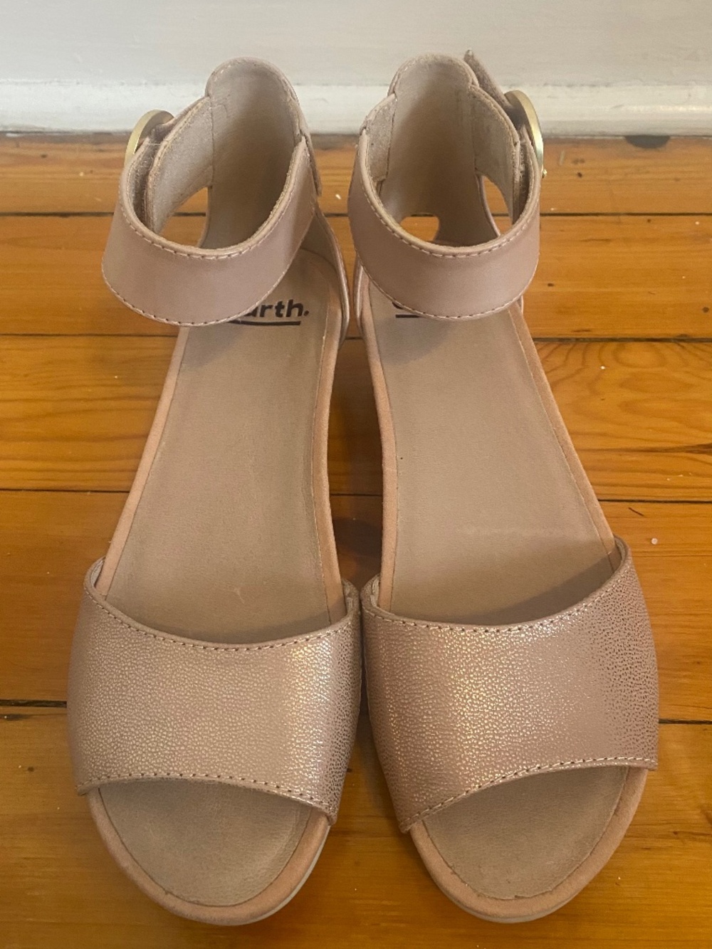 Pale Pink Shimmer Heeled Sandals